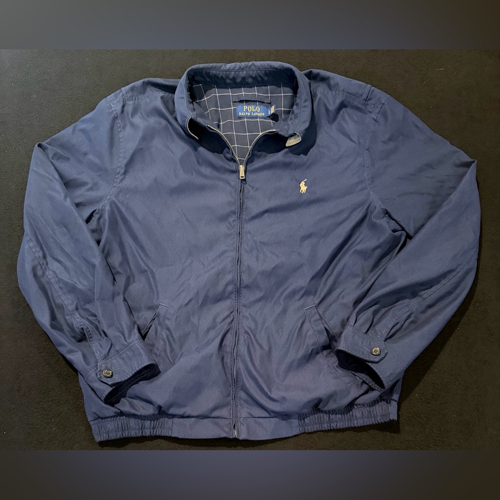 Polo Ralph Lauren  Plaid Lined Navy Full Zip Mens Size Extra Large